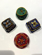 Set of 4 Bejeweled beaded mini trinket boxes made in India picture