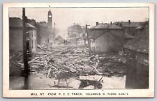 Columbus Ohio~Mill Street @ PCC Track~Flood Scene~Disaster~1913 Postcard picture