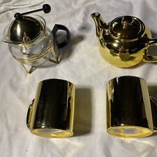 Loose Leaf Tea Infuser Lid Teapot Kettle Vintage & Cooks Club Tea Pot W/2 Mugs picture