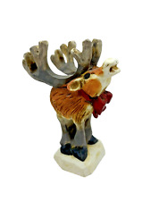 Vintage David Frykman Moose Reindeer Red Bow 4.5