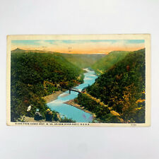 Postcard West Virginia Hawks Nest WV Aerial Bridge C&O RR 1931 Posted Linen picture