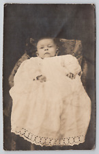 RPPC Baby in White Gown Studio Little Freda Fern Posted 1910 Real Photo Postcard picture