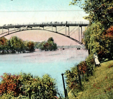 People Looking Out on Bridge High Bridge Lincoln Park Chicago Vtg Postcard A8 picture
