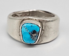 Navajo Turquoise Ring, RON SINGER, MORENCI Turquoise Sterling Silver,  Size 6 picture