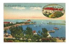 St Petersburg FL Postcard Florida Yacht Club and Basin c1940 picture