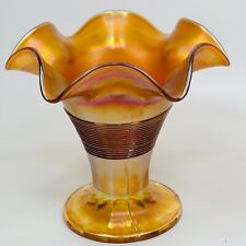 Northwood Graceful Vase Ribbed and Ruffled Marigold Carnival Glass Vase Marked N picture