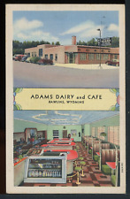 1944 Adams Dairy and Cafe Rawlins Wyoming Hwy 30 Vintage Roadside Postcard RS picture