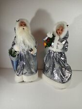 Byers Choice 25 Anniversary Father Christmas, Silver Mrs. Claus Signed 2003  picture