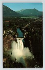 Snoqualmie Falls Washington Waterfall Town Cascade Mountains WA VTG Postcard picture