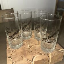Jack Daniels Old Sour Mash Tall Whiskey High Ball Glasses Gold Black Set Of 4 picture