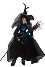 Vintage Broomstick Black/Blue Sequins/Glitter Witch Shelf Sitter picture