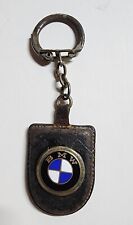 BMW OLD LEATHER & ENAMEL ON METAL KEYCHAIN REAL OLD picture