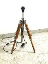 Nautical Brown Wooden Tripod Stand Style Desk Lamp Table Shade Lamp Home Décor picture