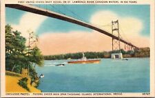 St Lawrence River Thousand Islands Canada Scenic Waterway Linen Postcard picture