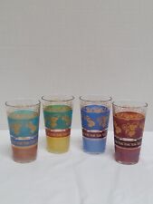 Set of 4 Vintage Moroccan MultiColor Gold Design Juice Glasses 3 X 5 1/4 picture