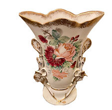 Beautiful Vintage Beige And Gold Vase Eton Hand Painted China Bone picture