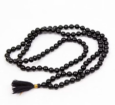 8mm Black Onyx Japa Mala, Tassel Necklace 108 Prayer Beads Healing Mediation picture