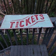 Vintage Tickets Trade Sign Hand Painted On Masonite From Fl. Estate Carnival 3'  picture