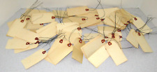Junk drawer lot 64 vtg old manila wired shipping hang tags showing age browning picture