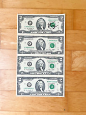 RARE Steve Wozniak Owned and Signed 2 Dollar Bills WHOLE SHEET Apple picture