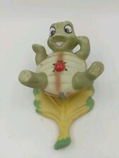  Vintage kitschy Anthropomorphic Turtle Lady Bug Figurine On Leaf #1123  Homco picture