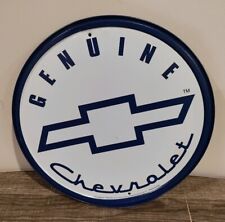 Genuine Chevrolet Metal Round Blue & White Sign 12 in - Fast Shipping picture