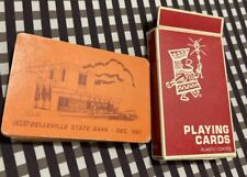 VTG 1981 Plastic Coated Playing Cards Belleville WI State Bank Promo Deck & Case picture