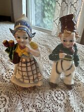 Vintage Dutch Boy & Girl Ceramic Hand Painted Figurines Made in Japan Lovers 8” picture
