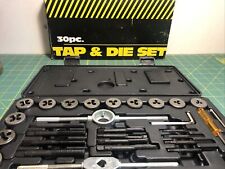 Vtg New 30 pc Tap & Die Set Double Wall Plastic Case 12 Sizes SAE Taiwan KR72955 picture