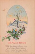 New Year Wishes Farm House Split Rail Fence c1927 Postcard E281 picture