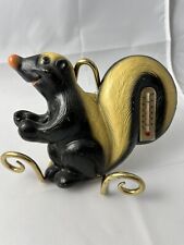 1960s Skunk Vintage Chalk-ware Thermometer Works Garden Porch MCM Not Stinky picture