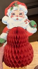 Vintage Honeycomb Paper Christmas Ornaments Santa,Bell,Candle VTG picture