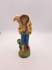 Vtg Nativity Shepherd Figurine Hand Painted Italy Blue Pants Red Shoes 5.5” picture