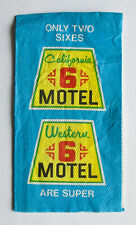 c1960s MOTEL 6 Towel Napkin CALIFORNIA WESTERN SUPER Logo Compliments Management picture