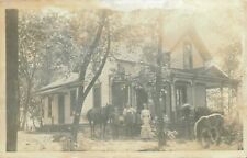 Farm House With Family Children Horses Indiana 1910s RPPC Postcard picture