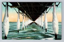 Old Orchard ME-Maine, Under The Pier In Winter, Antique Vintage Postcard picture