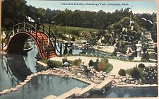 Columbus Ohio Olentangy Park Japanese Garden Bridge Antique Postcard c1910 picture