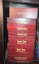 LOT x7 Drew Deadwood Sweet Jane Crazy Alice Leather Rose SOLID WOOD Cigar Box picture