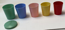 Vintage Set of Five Colorful Plastic Nesting Cups With Lid picture
