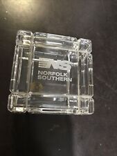 Norfolk Southern Railway Systems Etched Clear Glass Train Crystal Box 3.5 x 3.5  picture