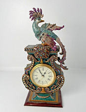 Jay Strongwater Phoenix Exotic Bird Desk Clock Swarovski Crystals 8.5in with Tag picture