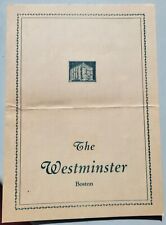 1938, The Westminster, Boston, Massachusetts, Menu, Placemat, Original, Vintage picture