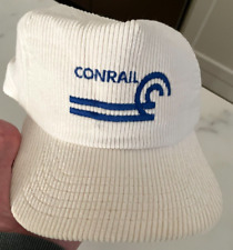 Vintage Conrail Railroad White Corduroy Snapback Hat by New Era RARE 80s picture