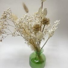 Vintage dried pampas white flowers and green vintage glass vase picture