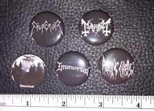 5 Black Metal Button Pins Badges Lot Set Darkthrone Rotting Christ Mayhem picture