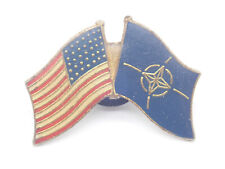 American Flag and NATO Flag Vintage Lapel Pin picture