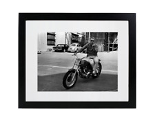 Actor Steve Mcqueen Riding a Motorcycle Classic Matted & Framed Picture Photo picture