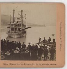 Steamer Leaving Dawson City for St. Michaels AK Kilburn Stereoview 1899 picture