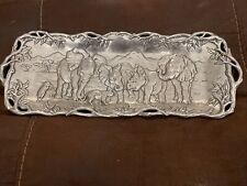 1995 Arthur Court Metal Rectangle African Safari Serving Tray Elephant  14.25” picture