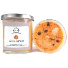Sacral Chakra Soy Candle w/ Crystals & Herbs Yoga Magick Creativity Wiccan Pagan picture